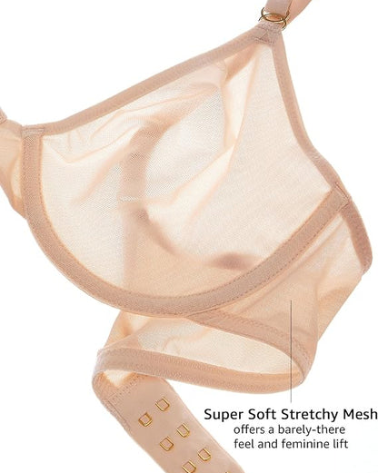 Women's Cosnufy Sheer Balconette Bra