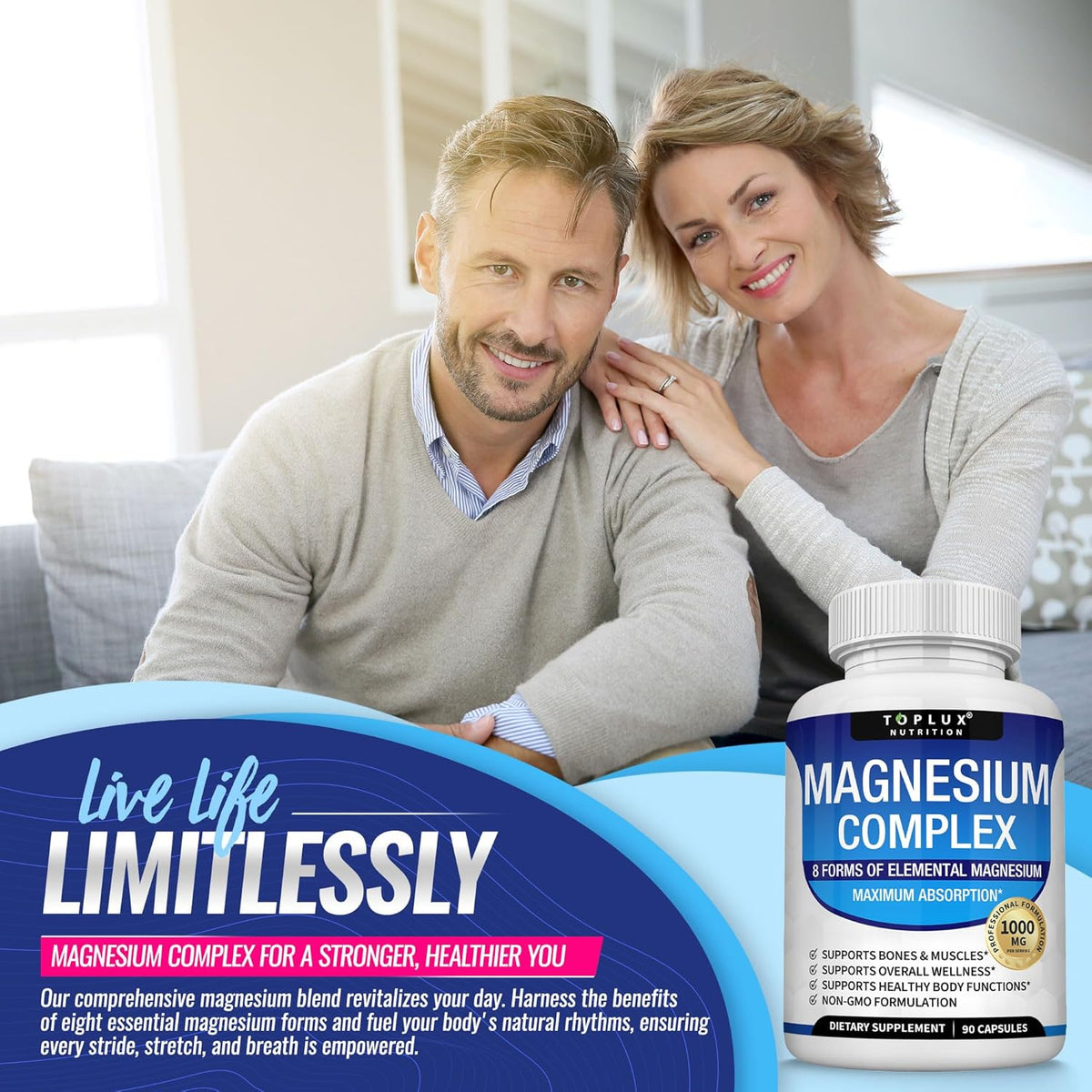 Magnesium Complex Supplement 8 Elemental 1000mg