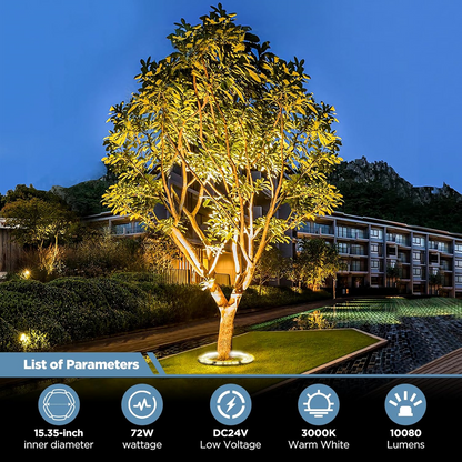 24V Low Voltage 3000K Warm White LED Outdoor Aluminum Outdoor Ring Tree Lights