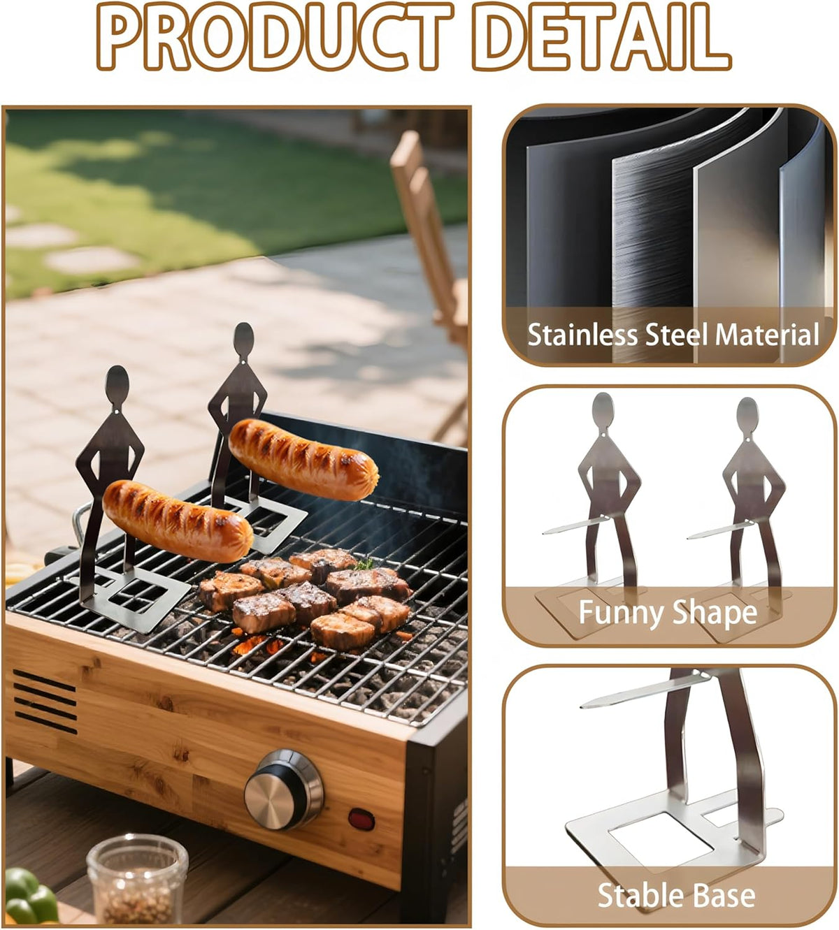 3PCS Funny BBQ Stand Man Hot Dog Holder