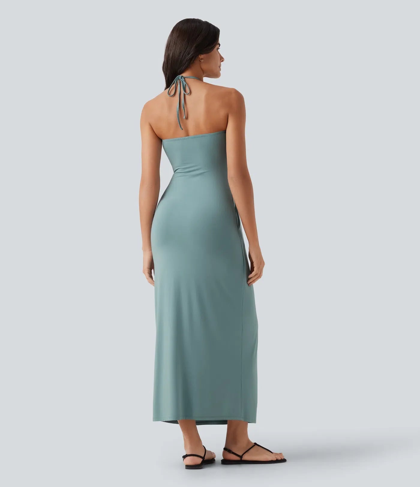 Halter Tie Back Maxi Dress with Pockets