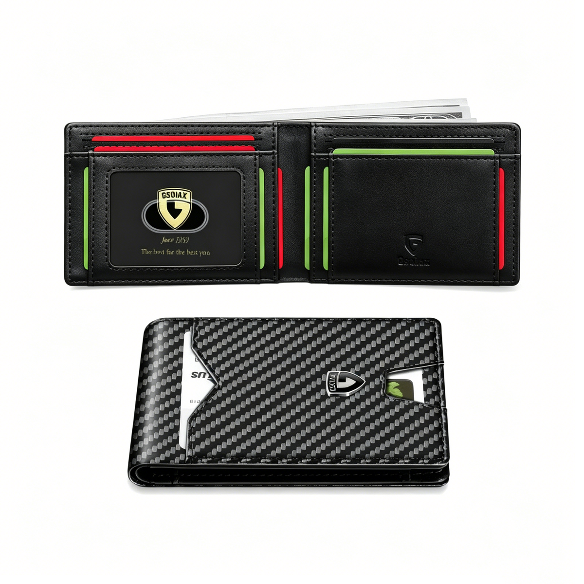 💴RFID Blocking Leather & Carbon Fiber Wallet