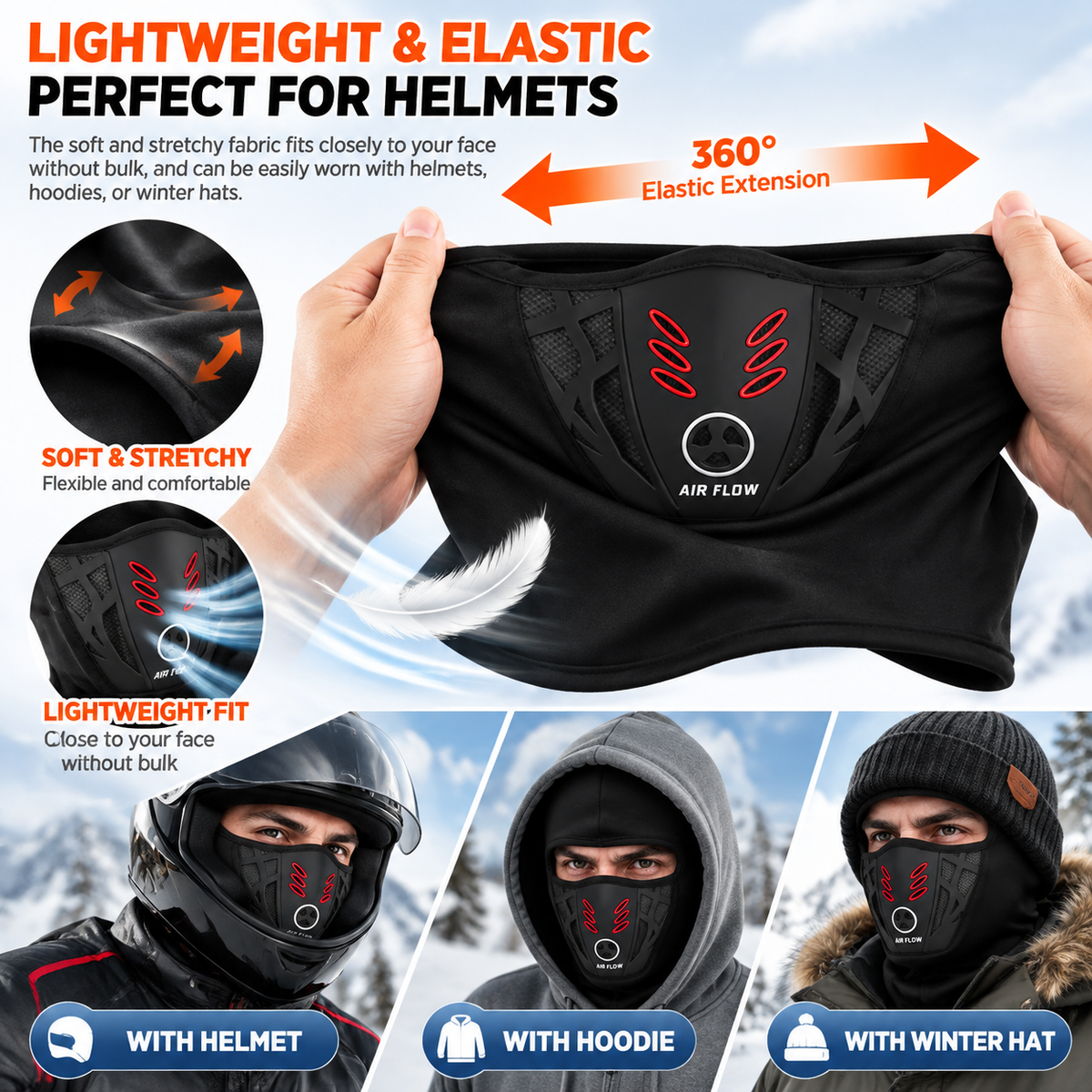 Windproof Winter Balaclava Ski Mask with Thermal Fleece Lining