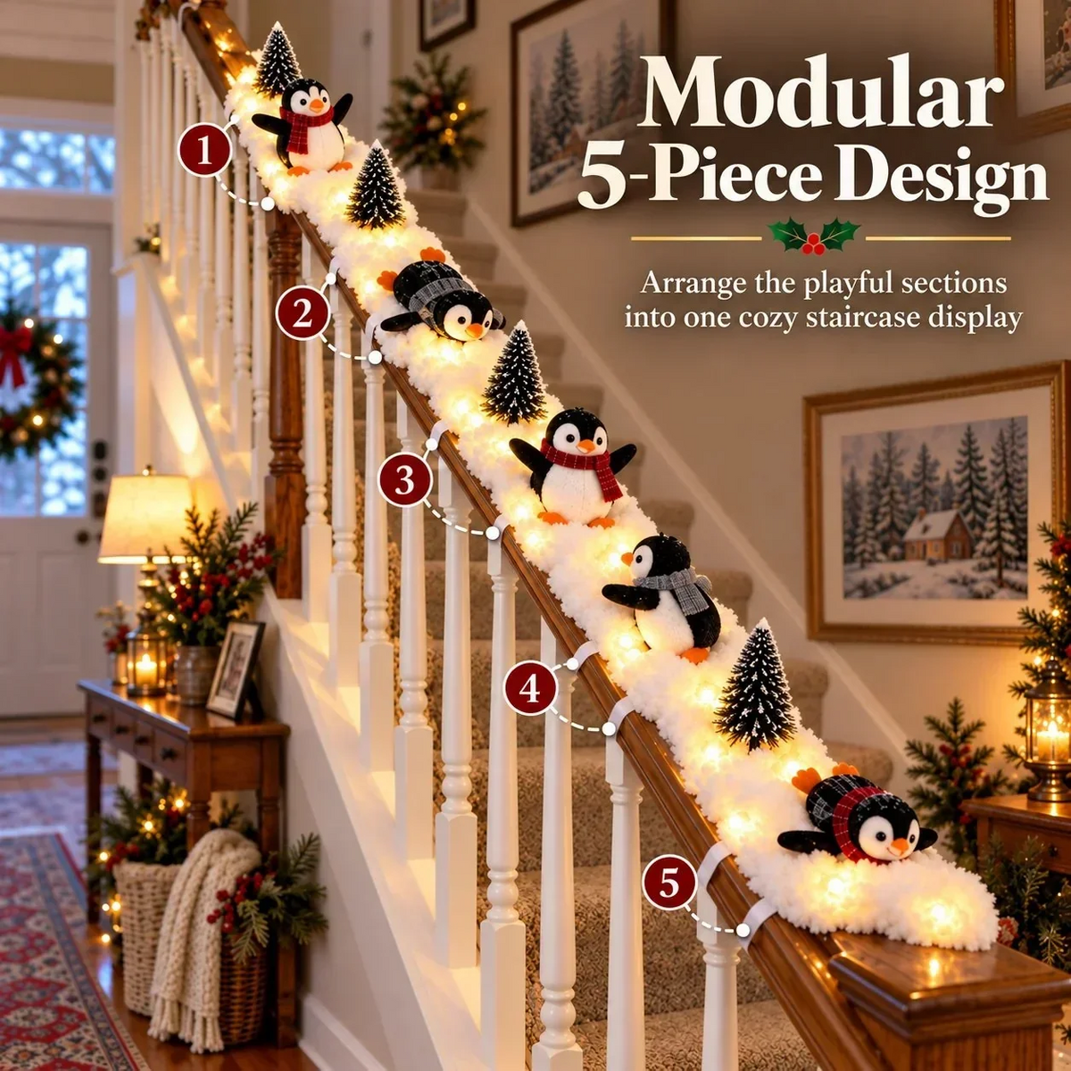 🐧Penguin Christmas Stair Snow Decor | A Cozy Penguin Christmas Story✨