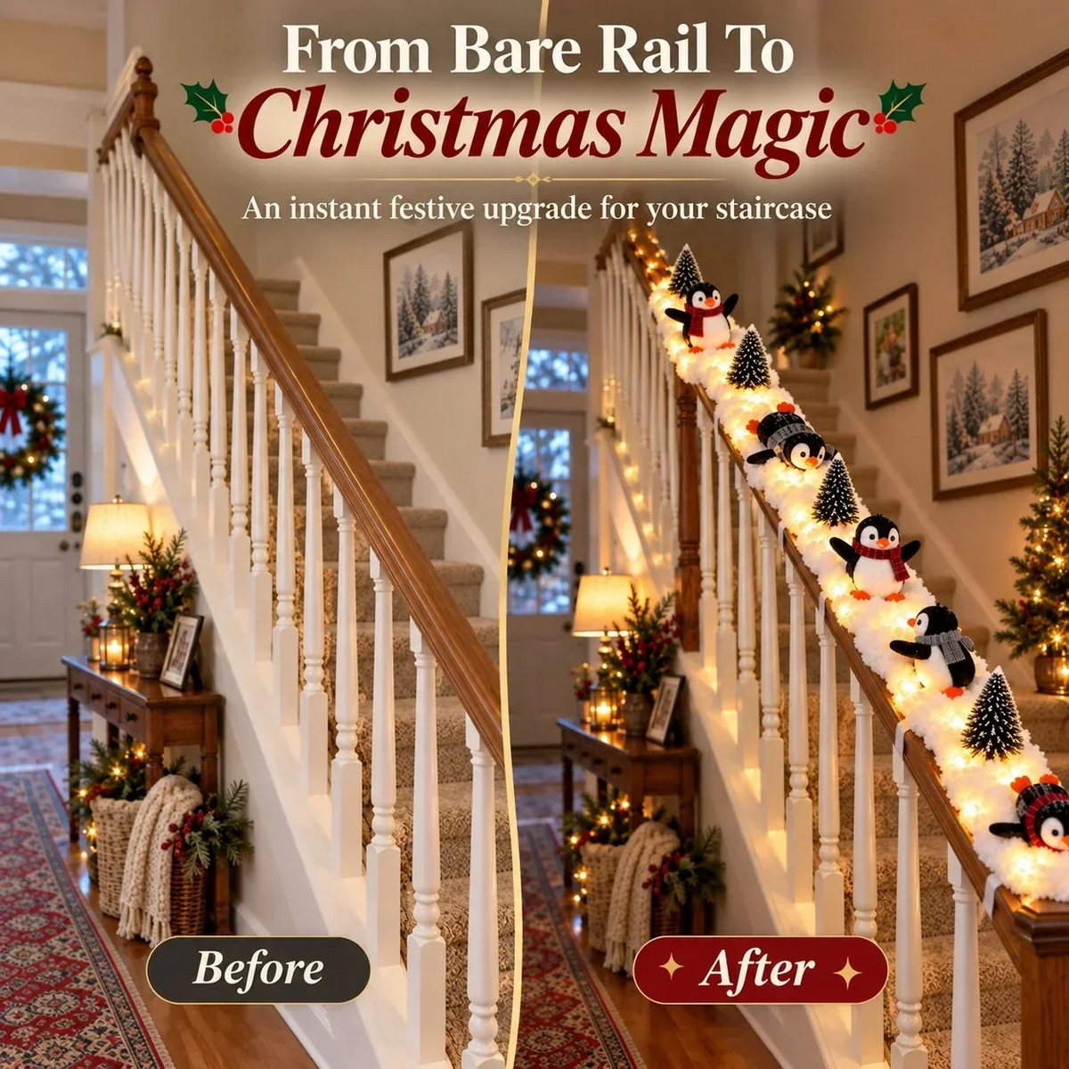 🐧Penguin Christmas Stair Snow Decor | A Cozy Penguin Christmas Story✨