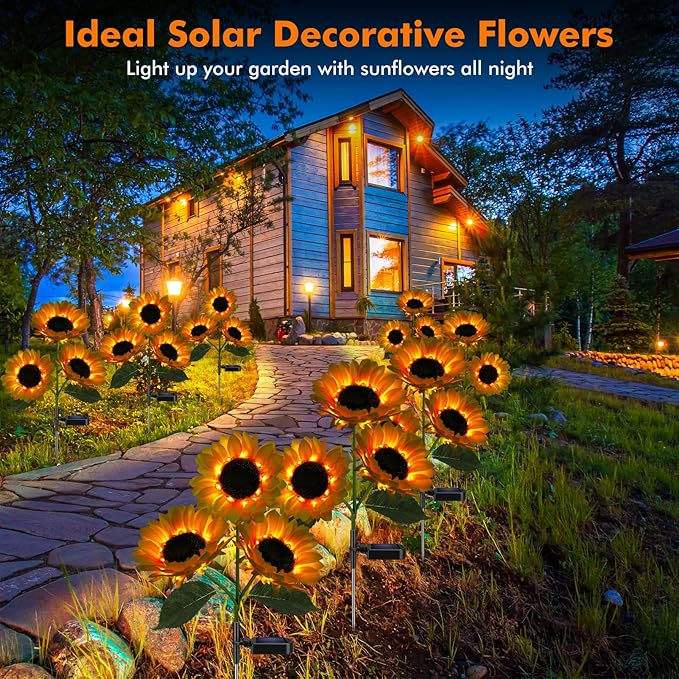 2pcs Solar LED Sunflower Garden Lights