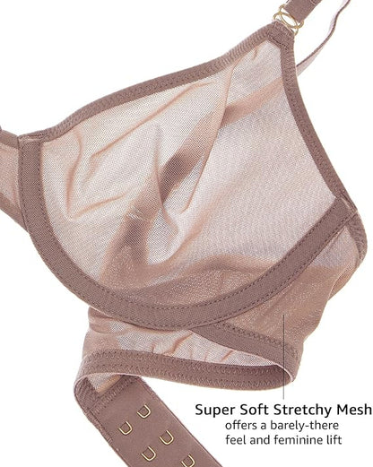 Women's Cosnufy Sheer Balconette Bra