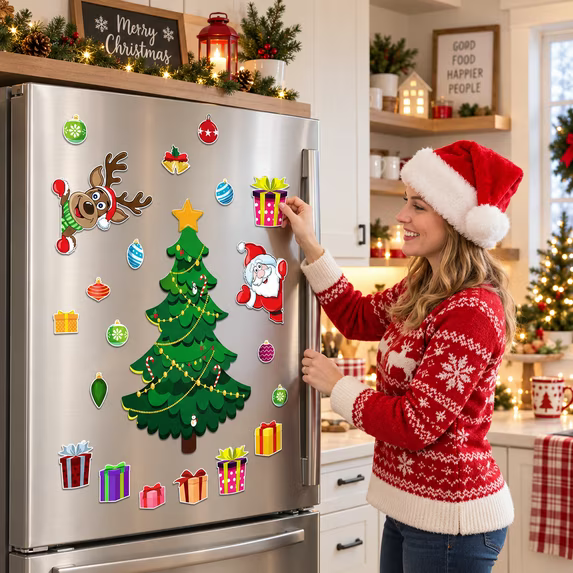 Christmas Fridge Magnetic Decoration Set-Holiday Kitchen Home Decor