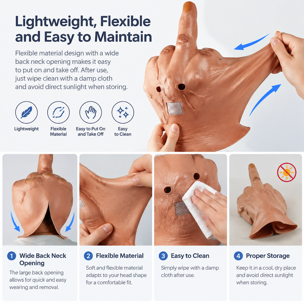Giant Middle Finger Mask – Realistic Full Face Halloween Costume