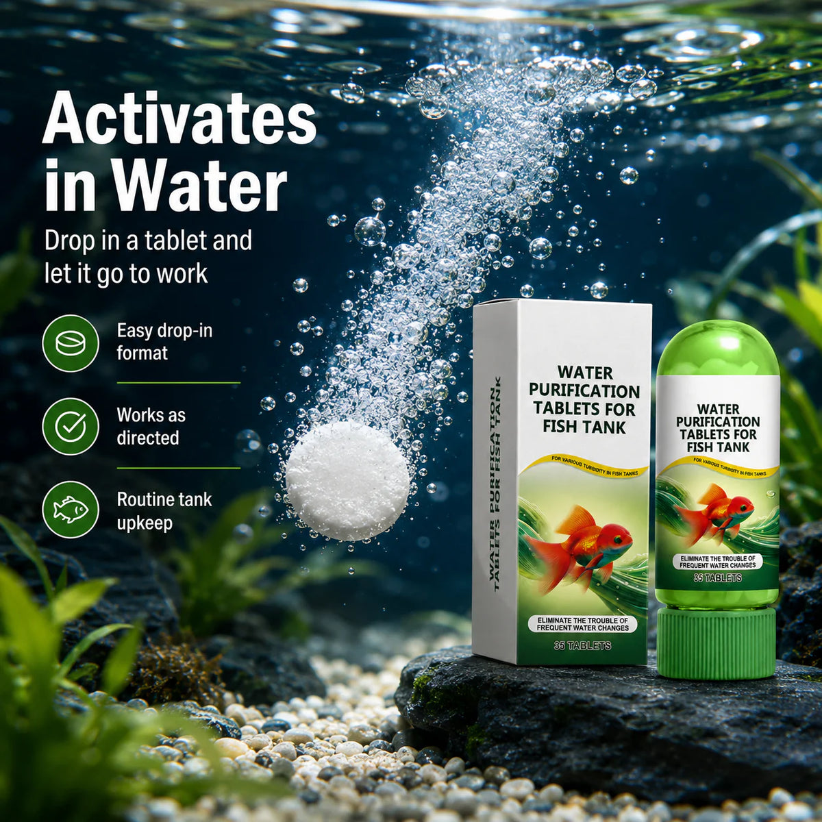 Crystal Clear Aquarium Water Purification Tablets