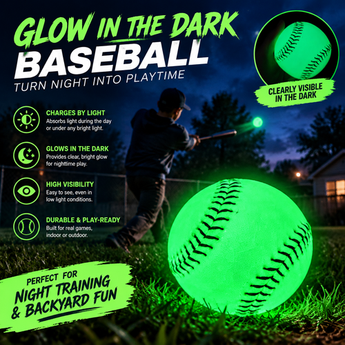 3 Pack Glow in the Dark Baseballs – Official Size Night Training Balls