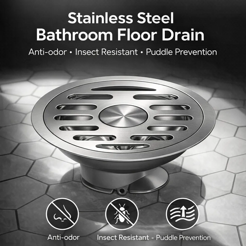 Stainless Steel Bathroom Floor Drain, Anti-odor, Insect Resistant, Puddle Prevention