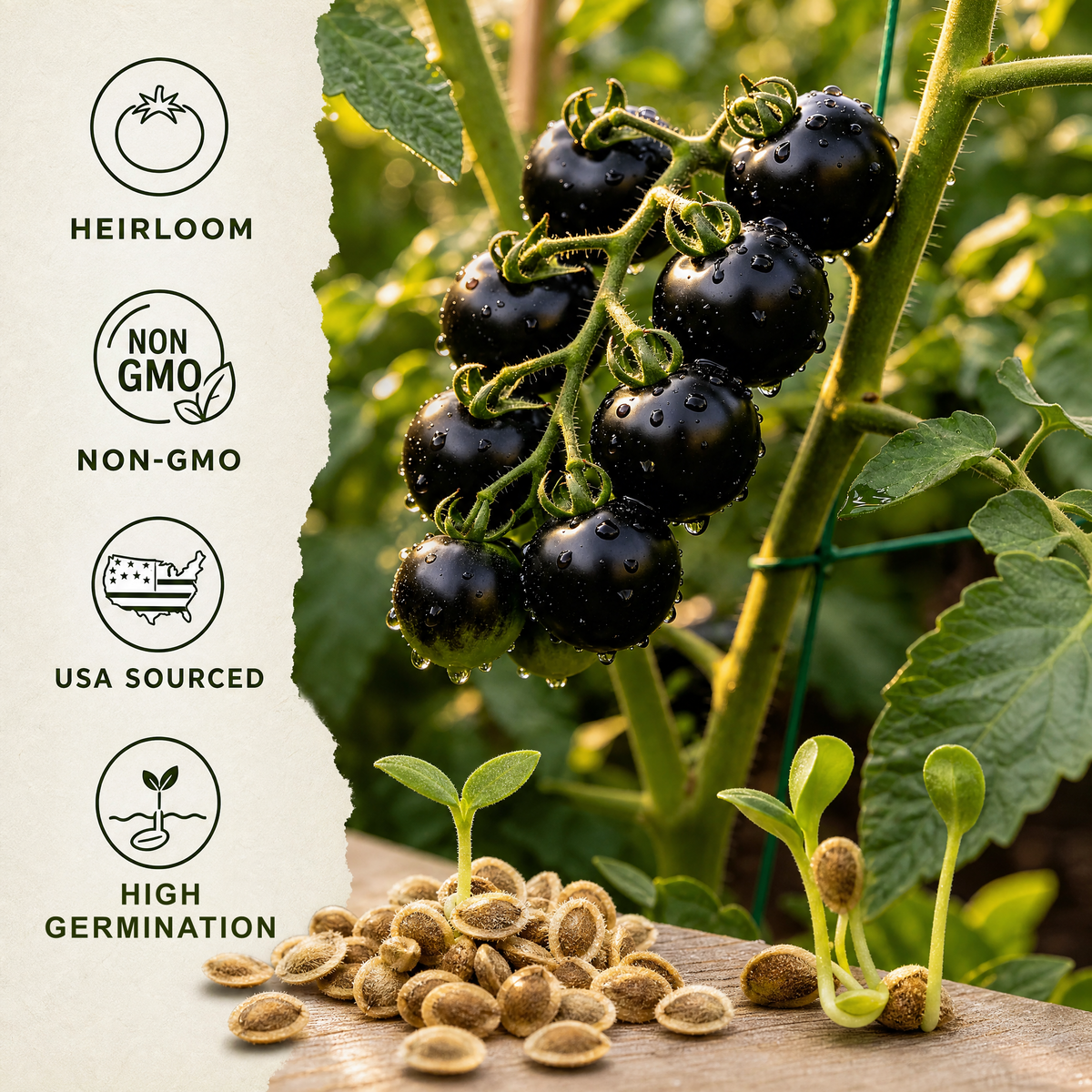 Black Diamond Tomato Plant Kit — High Anthocyanin Sweet & Juicy