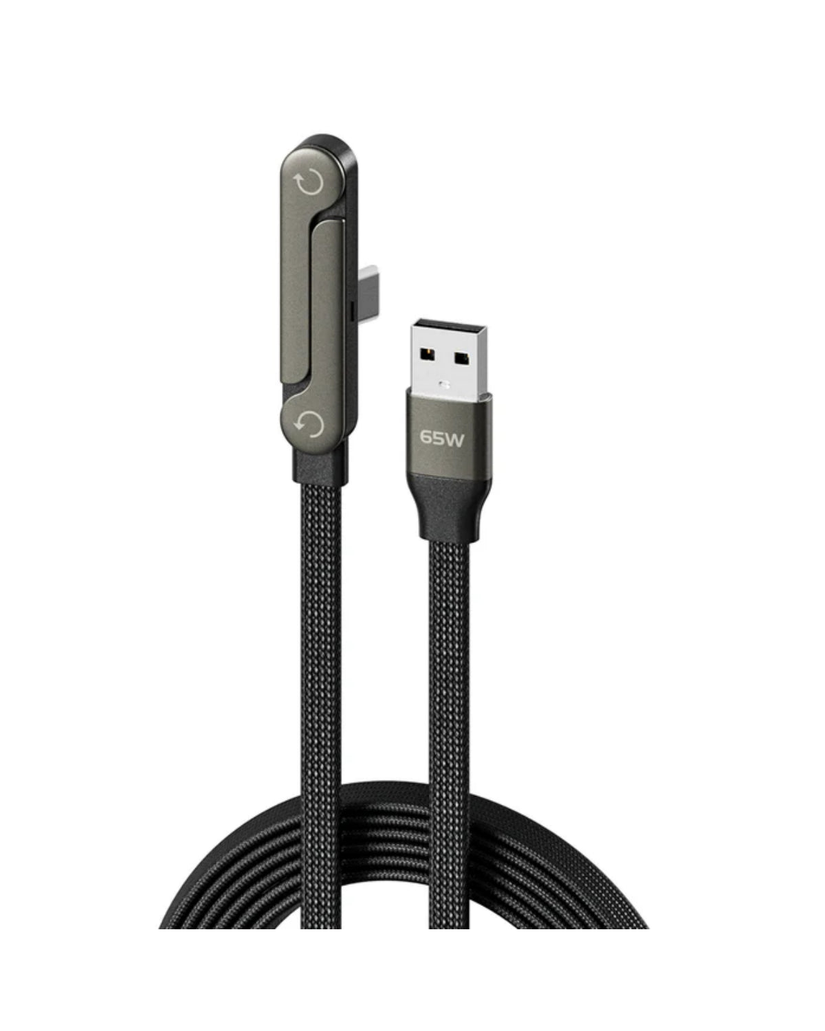 2-in-1 Invisible Stand 240W Fast Charging Cable – 5ft Type-C Side Connector（2 PCS)