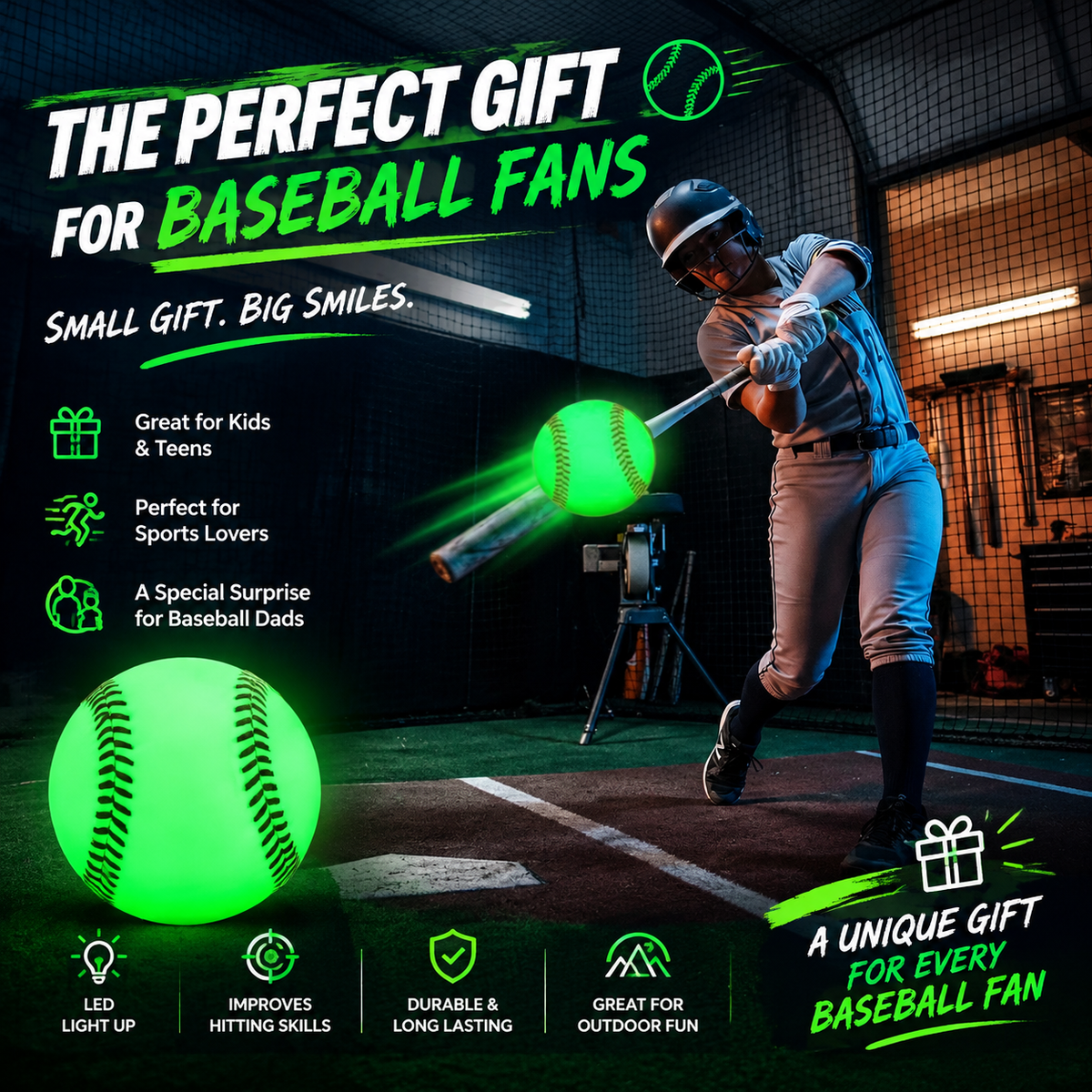 3 Pack Glow in the Dark Baseballs – Official Size Night Training Balls
