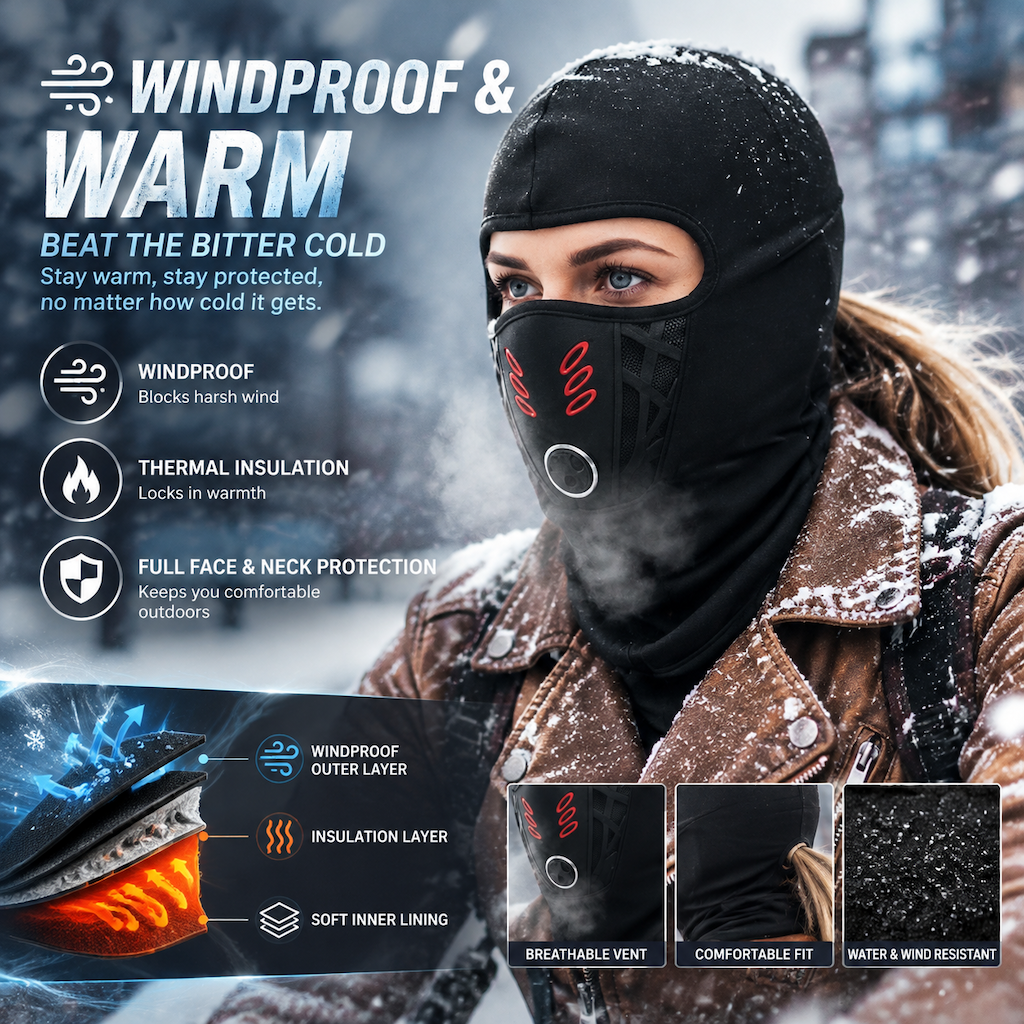 Windproof Winter Balaclava Ski Mask with Thermal Fleece Lining