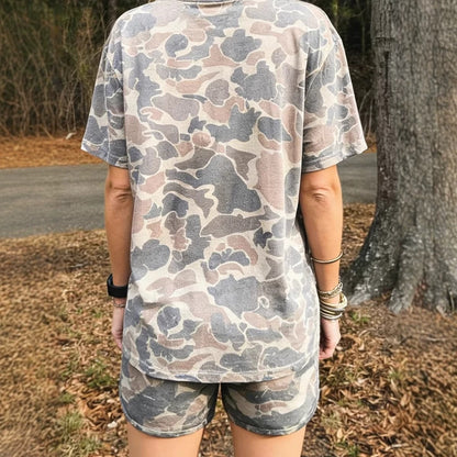 Women's Oversized 2-Piece Camouflage Print Plus Size Set