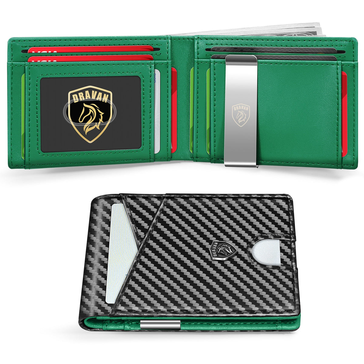 2026 Slim Carbon Fiber RFID Wallet for Men – 11 Card Slots Minimalist Front Pocket Wallet