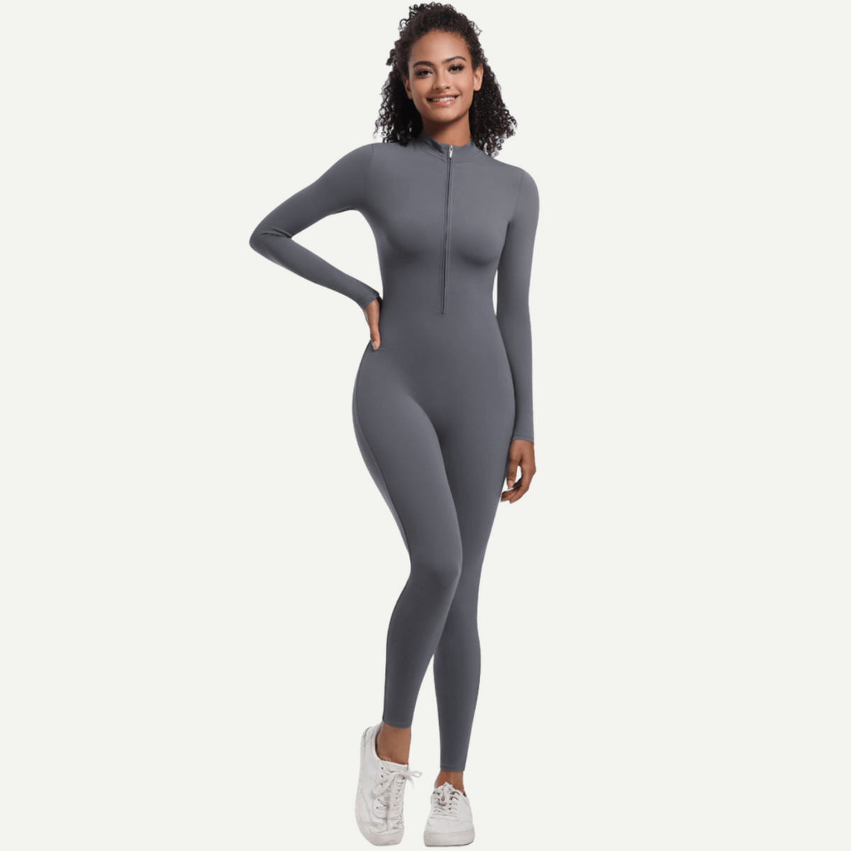 Zipper High Elastic Solid Color Long Yoga Clothes