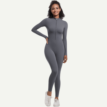 Zipper High Elastic Solid Color Long Yoga Clothes