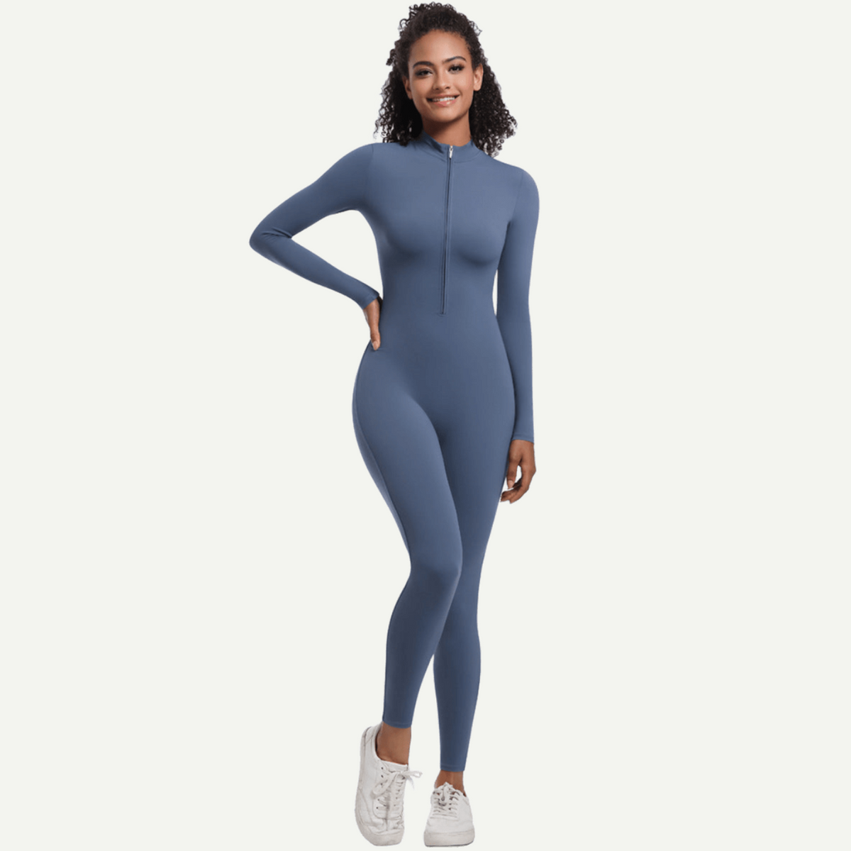Zipper High Elastic Solid Color Long Yoga Clothes