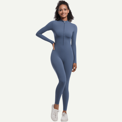 Zipper High Elastic Solid Color Long Yoga Clothes