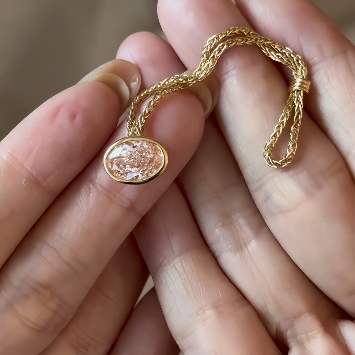 Faith – Pink Oval Cut Lab Grown Diamond Chain Ring