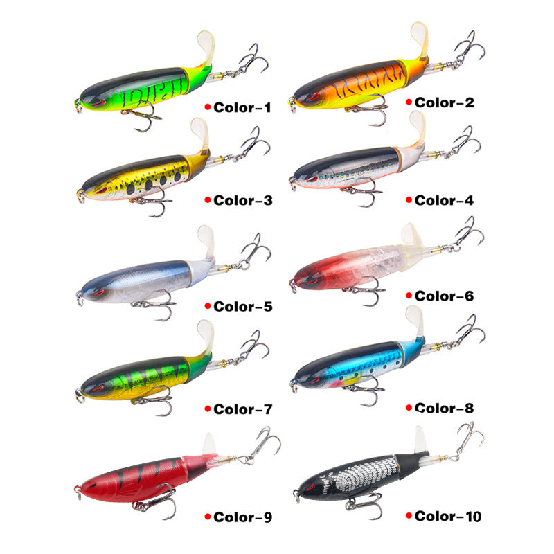 5/10 PCS Topwater Rotating Tail Fishing Lure – Loud Splash Prop Bait