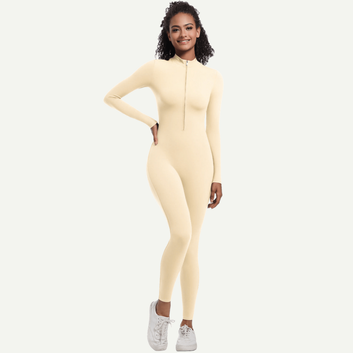 Zipper High Elastic Solid Color Long Yoga Clothes