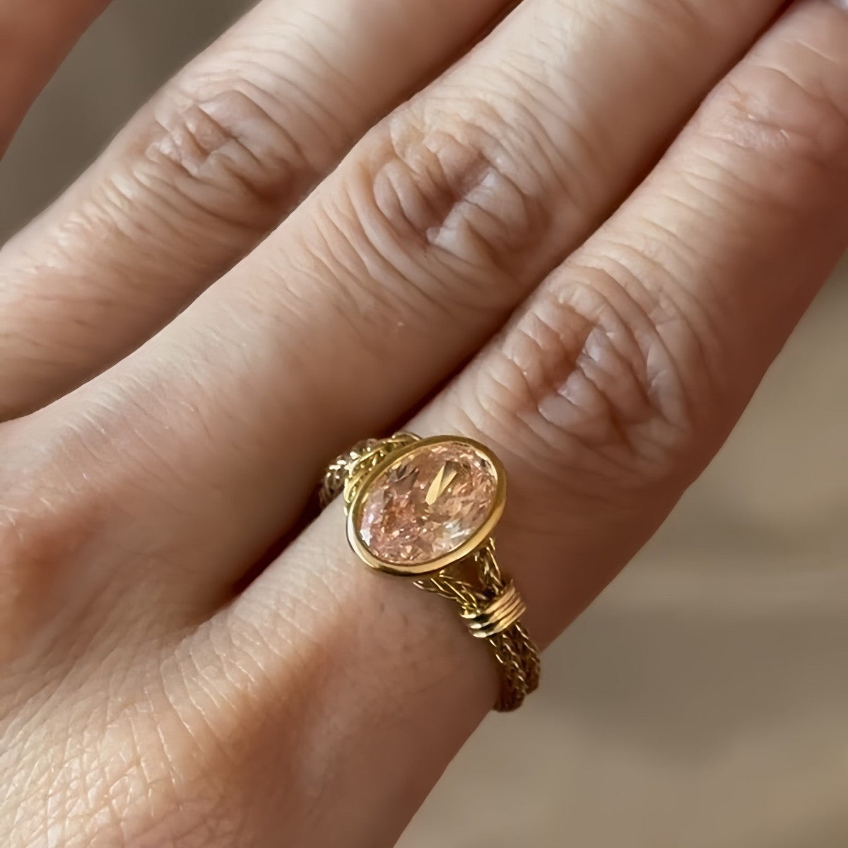 Faith – Pink Oval Cut Lab Grown Diamond Chain Ring