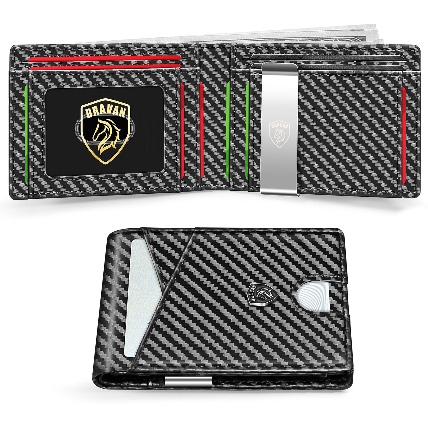 2026 Slim Carbon Fiber RFID Wallet for Men – 11 Card Slots Minimalist Front Pocket Wallet