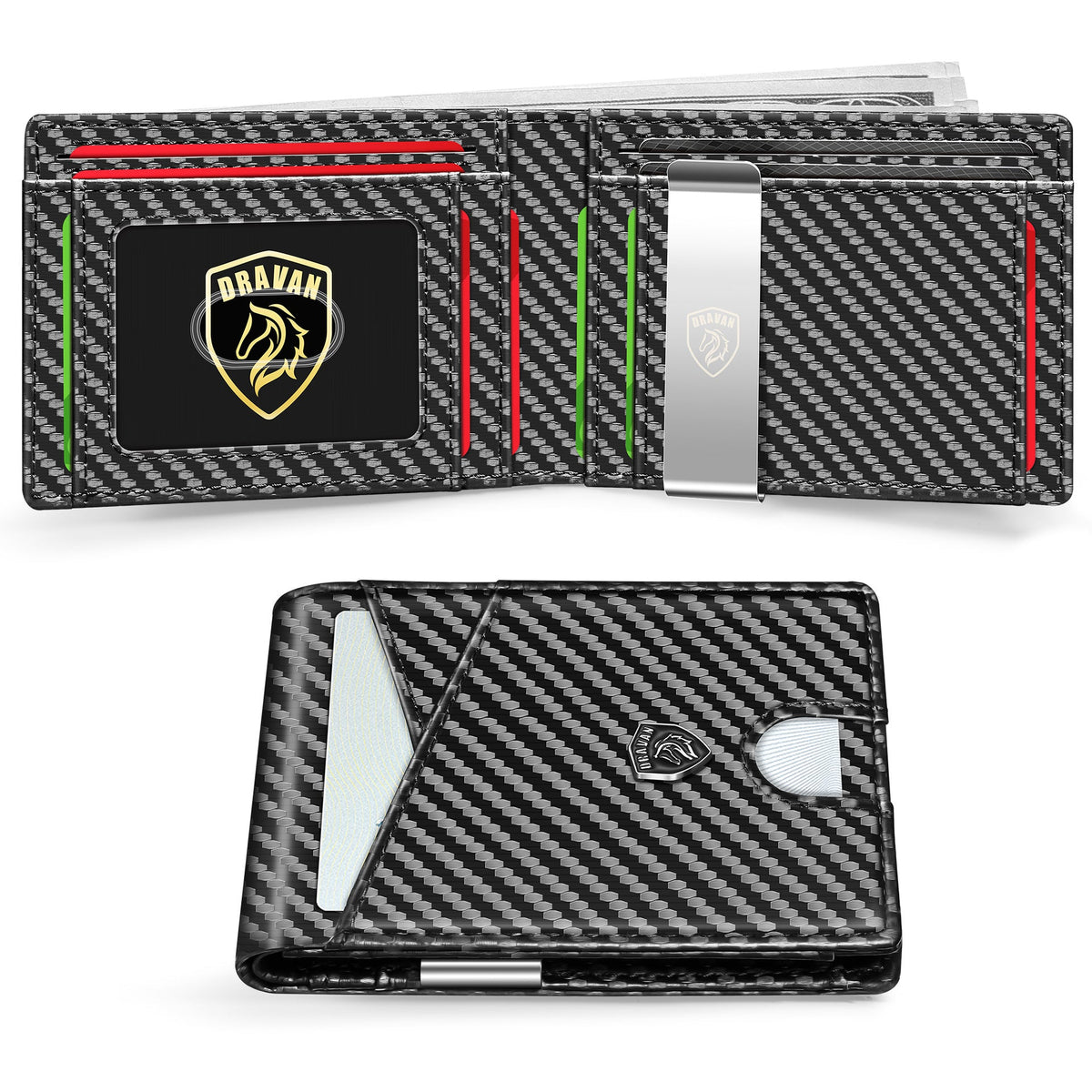 2026 Slim Carbon Fiber RFID Wallet for Men – 11 Card Slots Minimalist Front Pocket Wallet