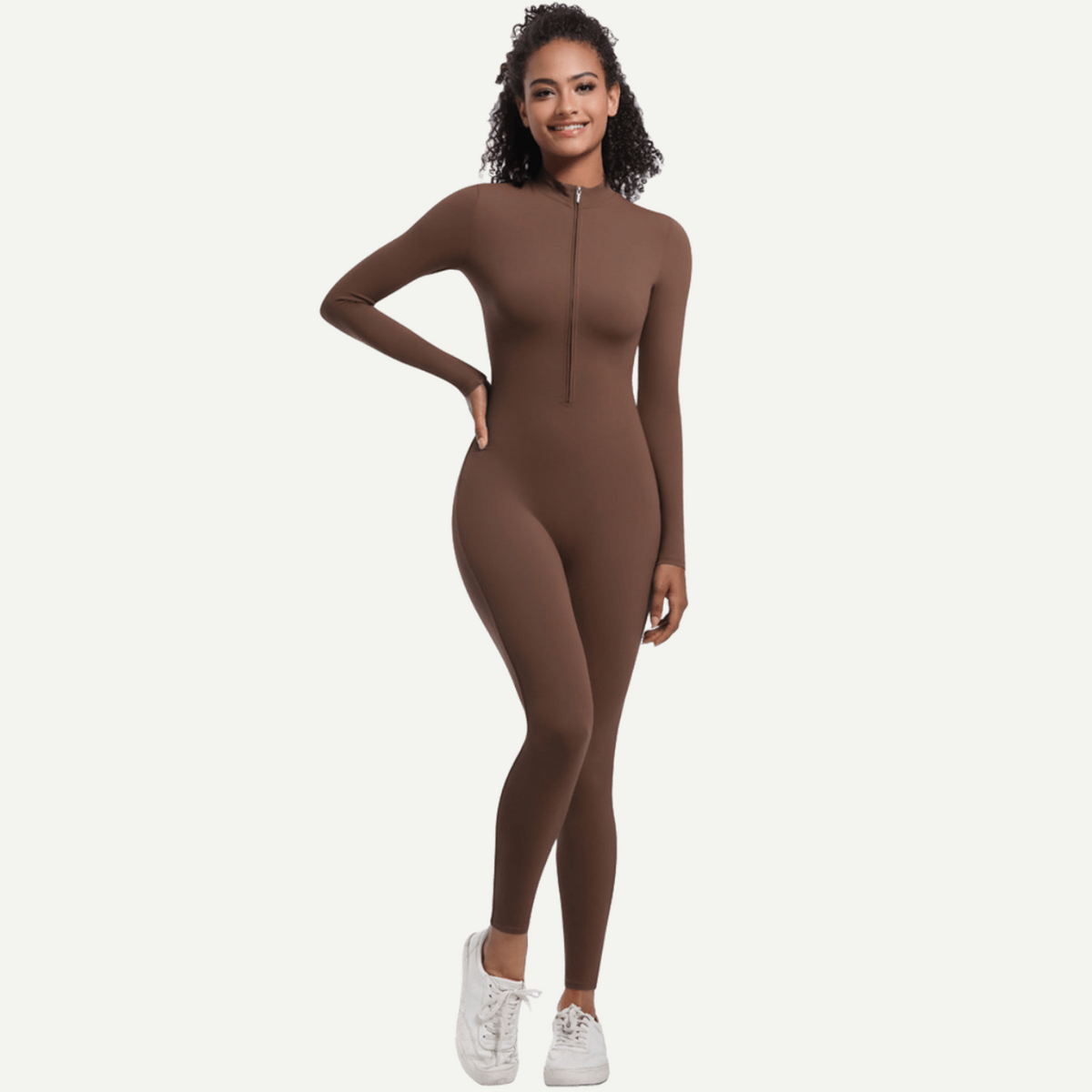 Zipper High Elastic Solid Color Long Yoga Clothes