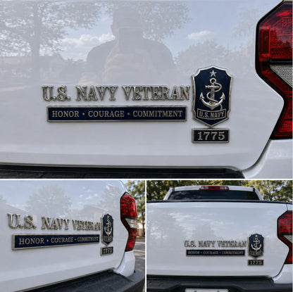 U.S. Army Veteran Metal Car Emblem Kit – 3D Chrome Badge Set