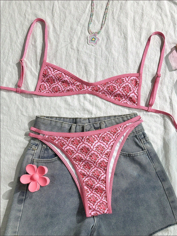 Floral Print Bikini Set – Two-Piece Chic Summer Swimsuit for Beach & Vacation