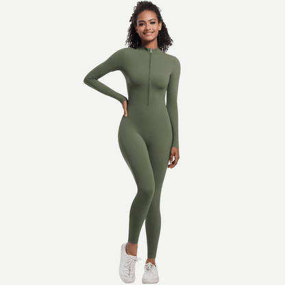 Zipper High Elastic Solid Color Long Yoga Clothes