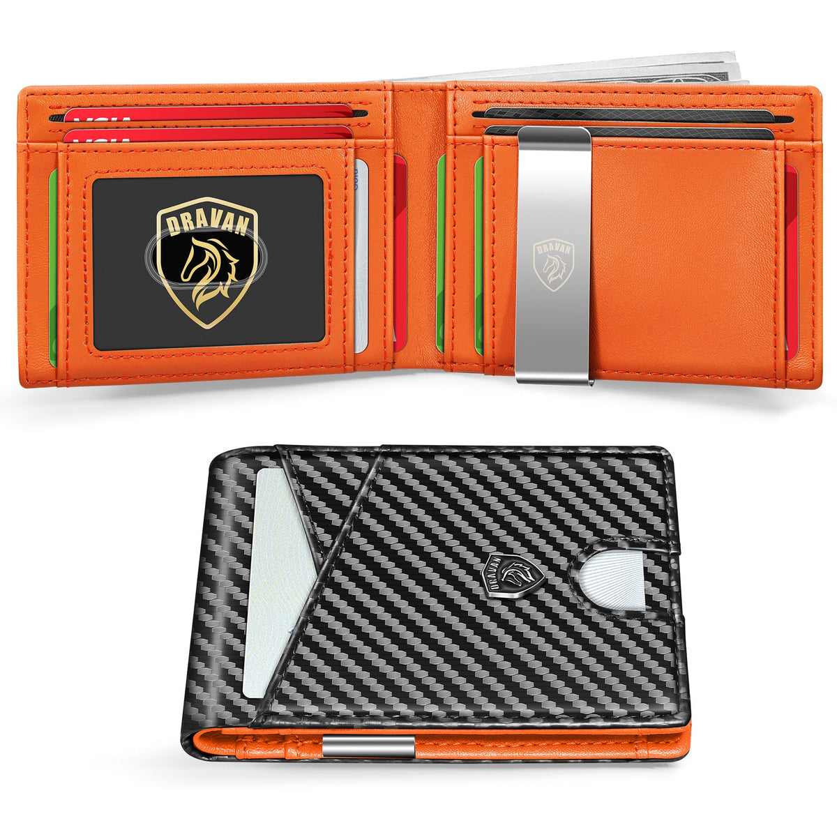 2026 Slim Carbon Fiber RFID Wallet for Men – 11 Card Slots Minimalist Front Pocket Wallet
