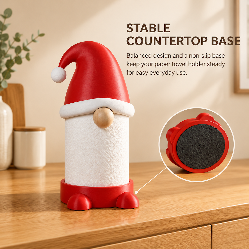 Christmas Gnome Paper Towel Holder – Cute Holiday Kitchen Decor