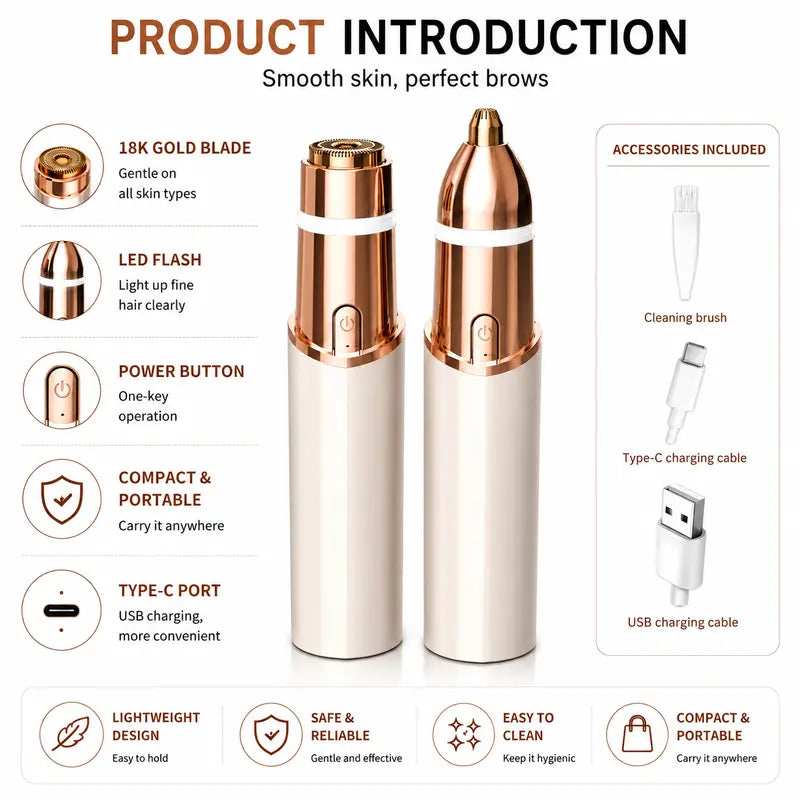 2 in 1 facial & eyebrow hair trimmer for Women