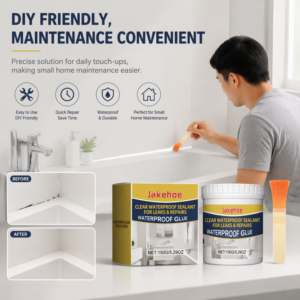Transparent Waterproof Adhesive for Tile, Bathroom & Roof Repair