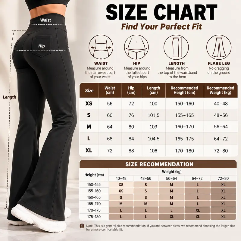 Women’s Fleece Lined Flare Leggings with Pockets|High Waisted Thermal Bell Bottom Yoga Pants