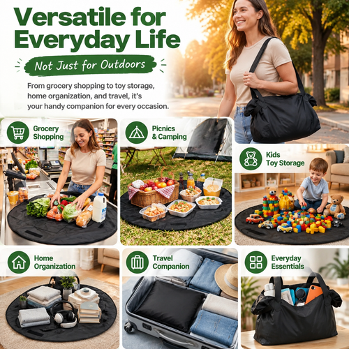 2-in-1 Waterproof Picnic Mat & Foldable Shopping Bag