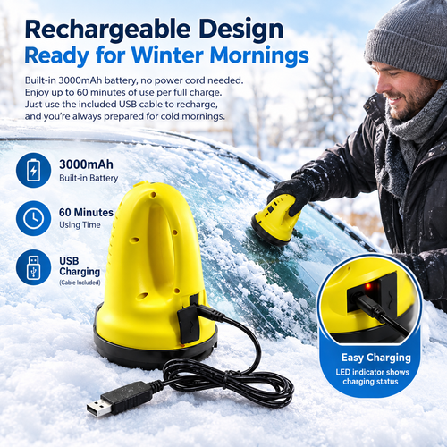 Electric Windshield Ice Scraper – USB Rechargeable Snow Remover