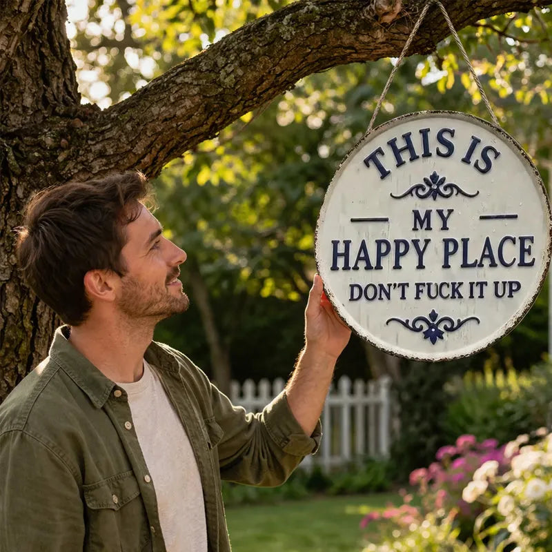 “This Is My Happy Place” Round Wall Decor