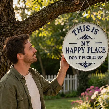 “This Is My Happy Place” Round Wall Decor