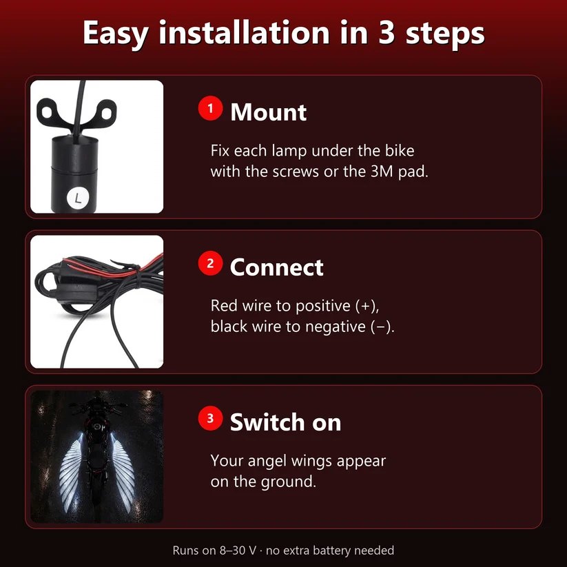 Angel Wing Light Projectors for Motorcycles