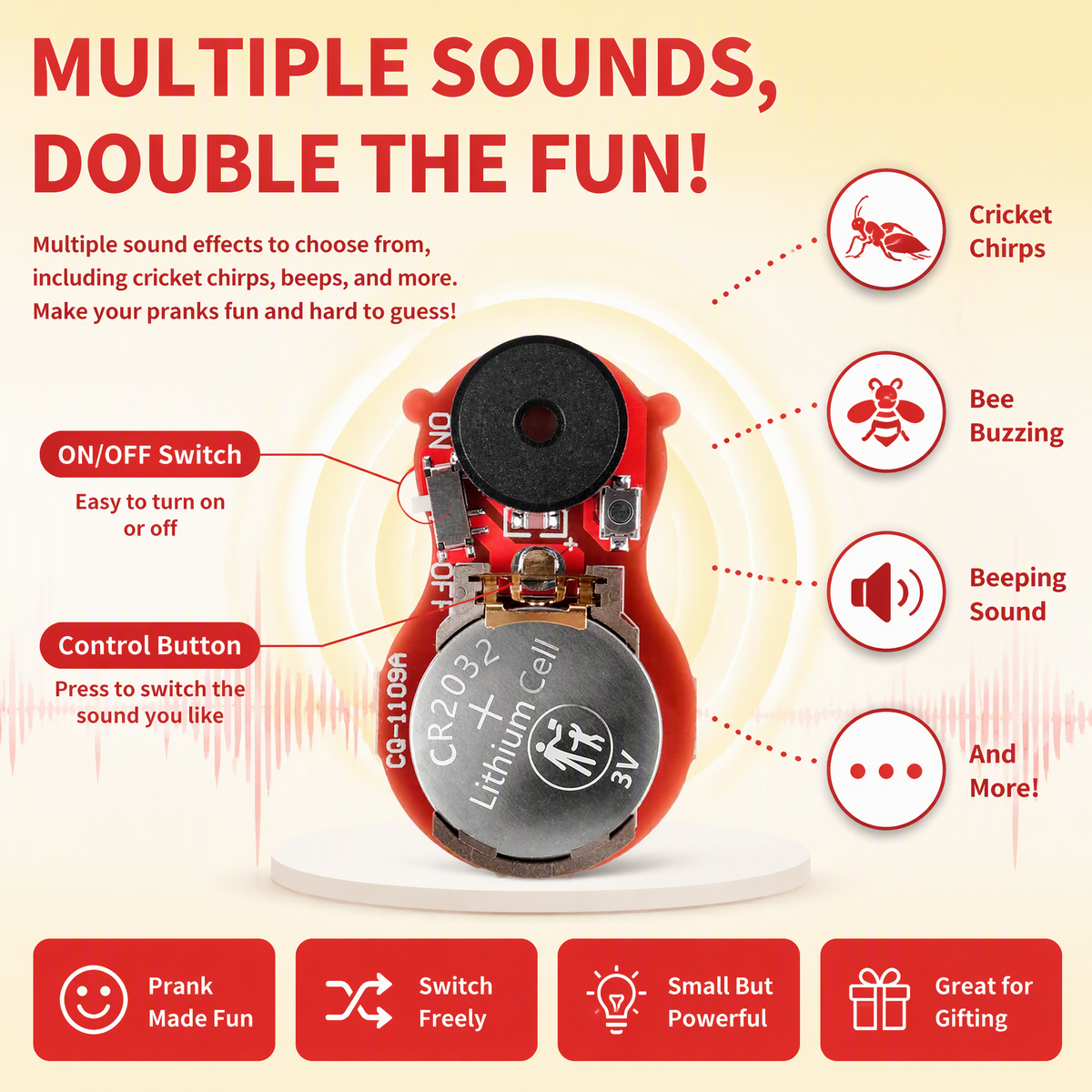 Compact hidden prank noise maker