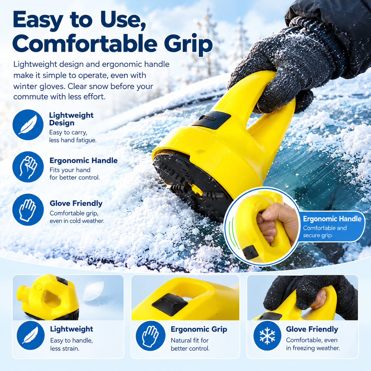 Electric Windshield Ice Scraper – USB Rechargeable Snow Remover