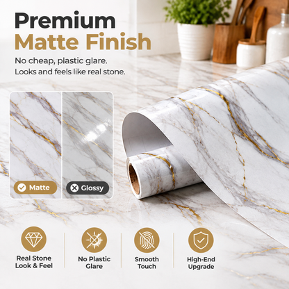 Matte Marble Contact Paper – Peel & Stick Waterproof Vinyl Wrap