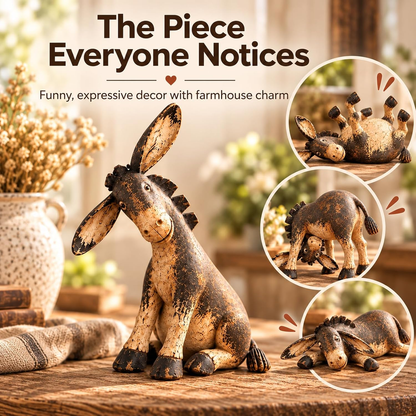 Funny Distressed Donkey Figurine for Farmhouse Decor